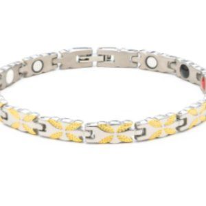 Silver & Gold CROSS Negative Ion Bracelet